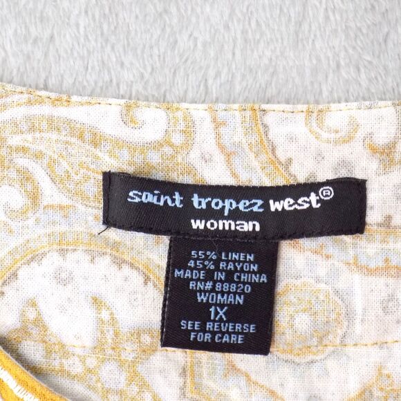 Saint Tropez West Linen Top 1X Embroidery Boho Capsule Mod (BUNDLE PRICE $5) - Picture 5 of 5